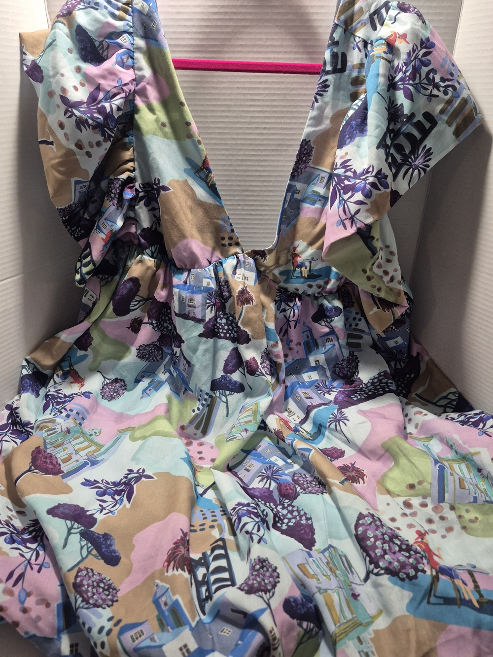 Floral Pastel Mini Dress with Deep V-Neck